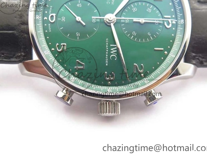 MIROTIME 0520 Elegant Portuguese IW371615 ZF 1:1 Best Edition SS Green Dial on Black Leather Strap A96355 V 7081